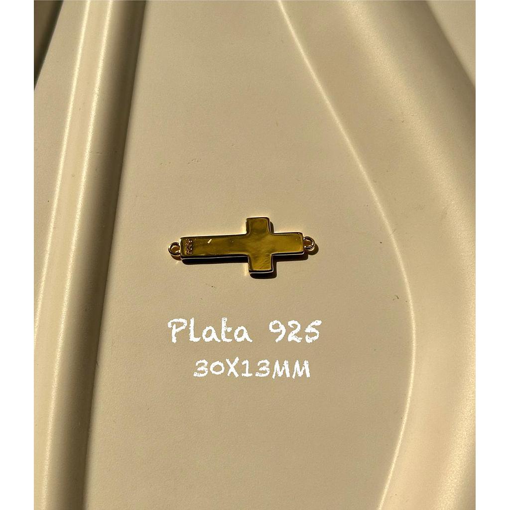 DIJE CRUZ DE PLATA CON BAÑO 925 30X13MM