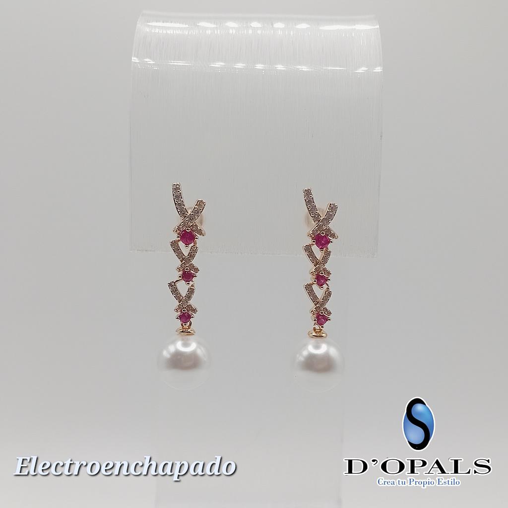 ARETE CON PERLA DE ELECTROENCHAPADO 18K