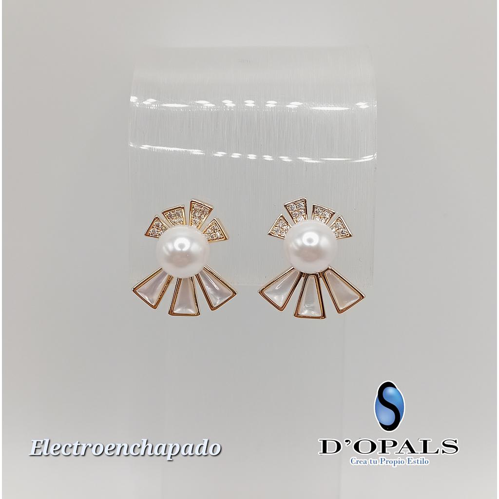 ARETE CON PERLA DE ELECTROENCHAPADO 18K DOBLE USO