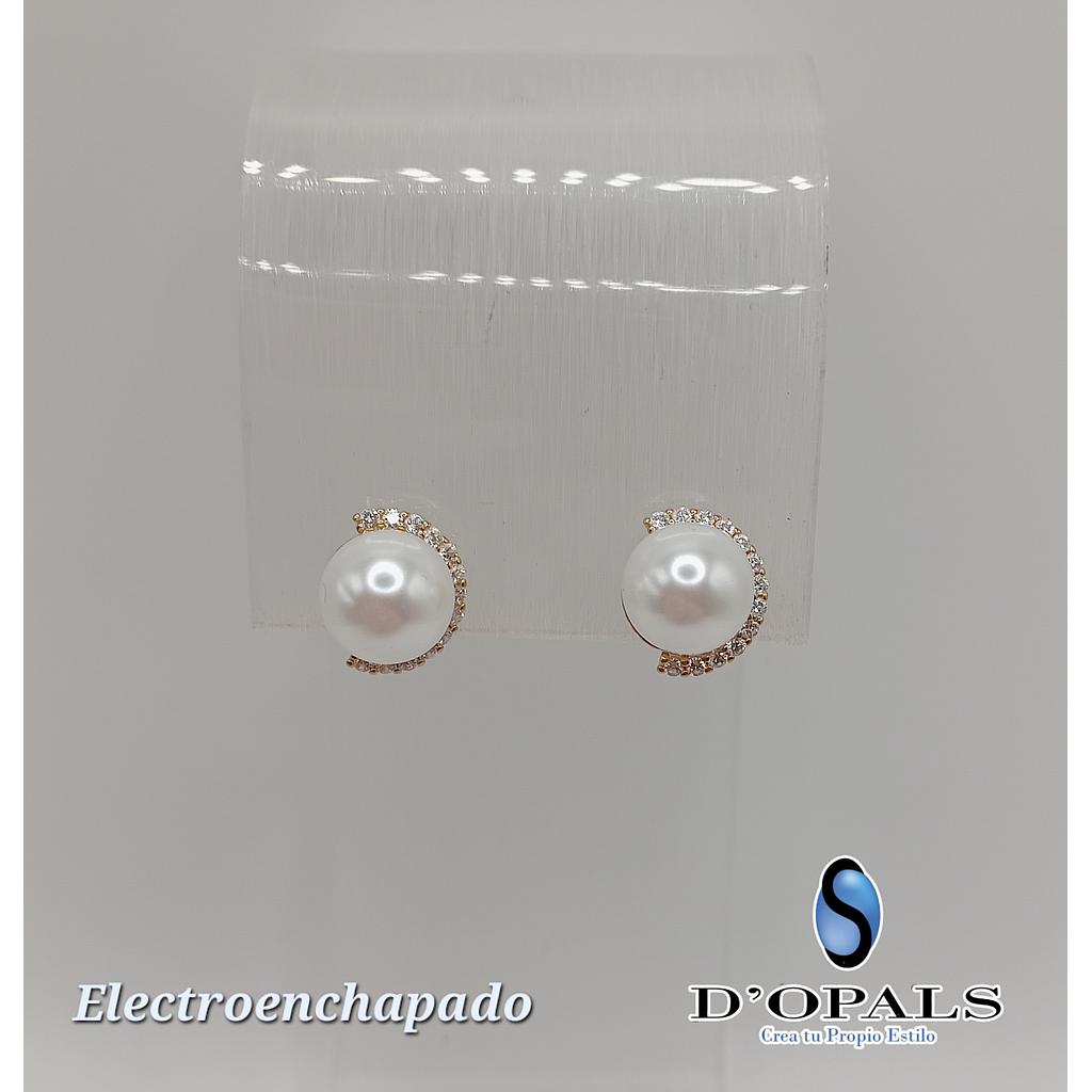 ARETE CON PERLA DE ELECTROENCHAPADO 18K