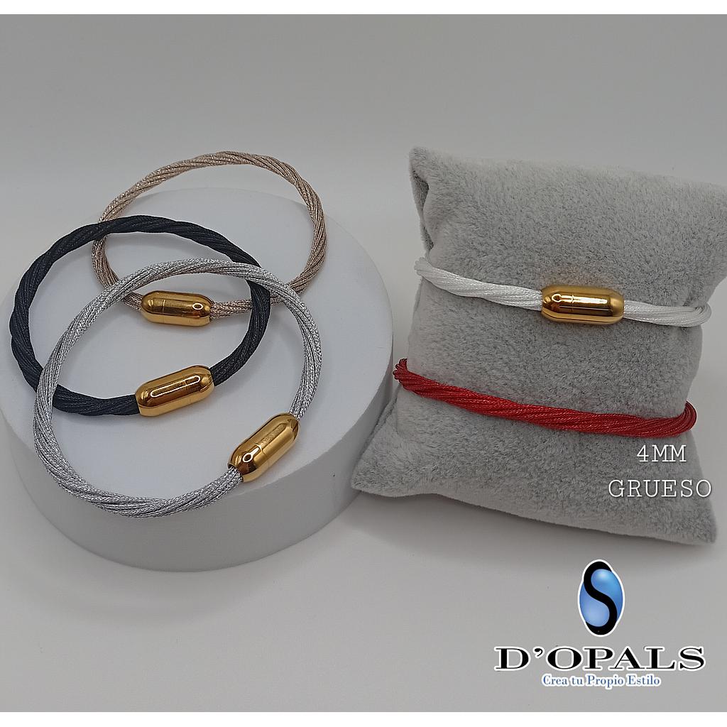 BRAZALETE DE HILO BRILLANTE CON BROCHE DE IMAN ACERO