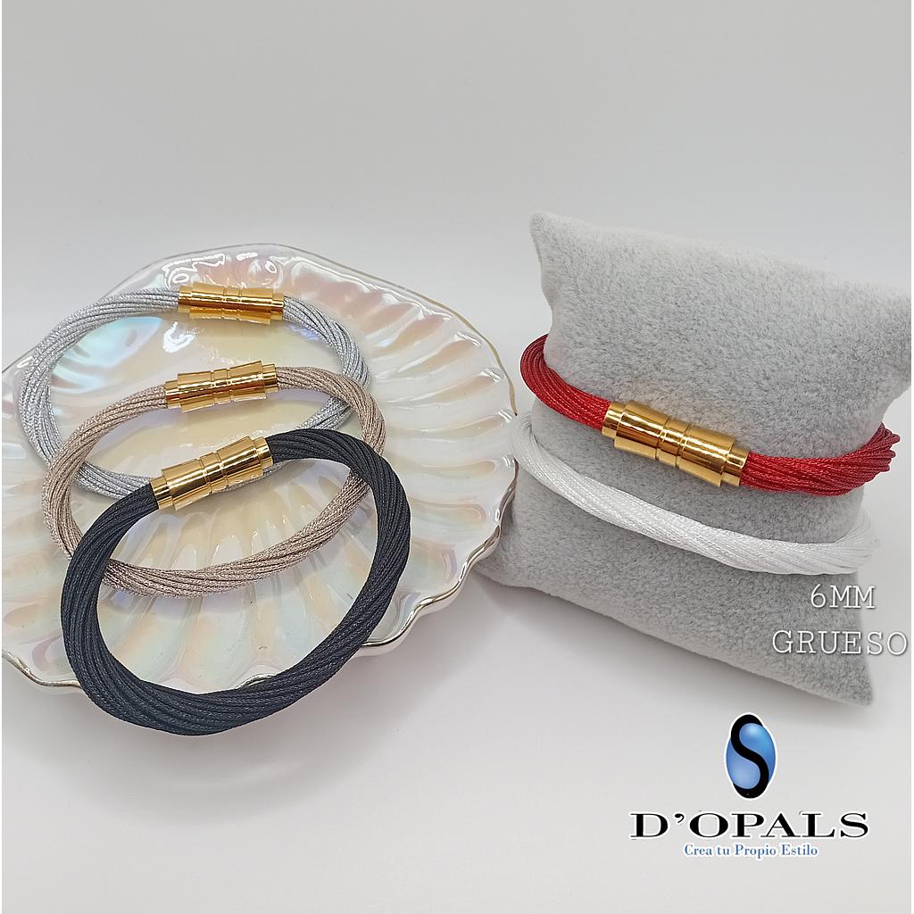 BRAZALETE DE HILO BRILLANTE CON BROCHE DE IMAN ACERO