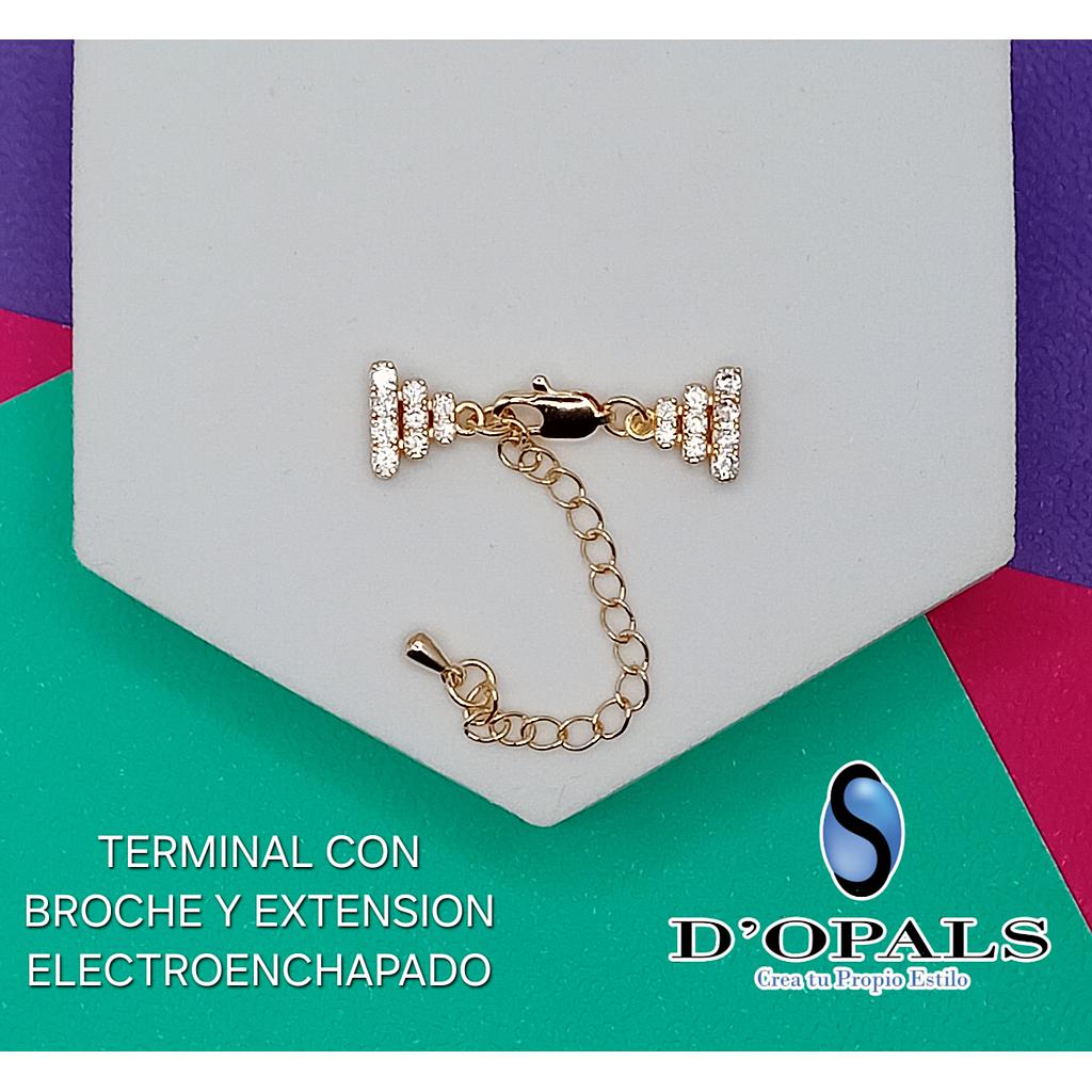 TERMINAL CON BROCHE Y EXTENSION DE 3 HILERAS ELECTROENCHAPADO