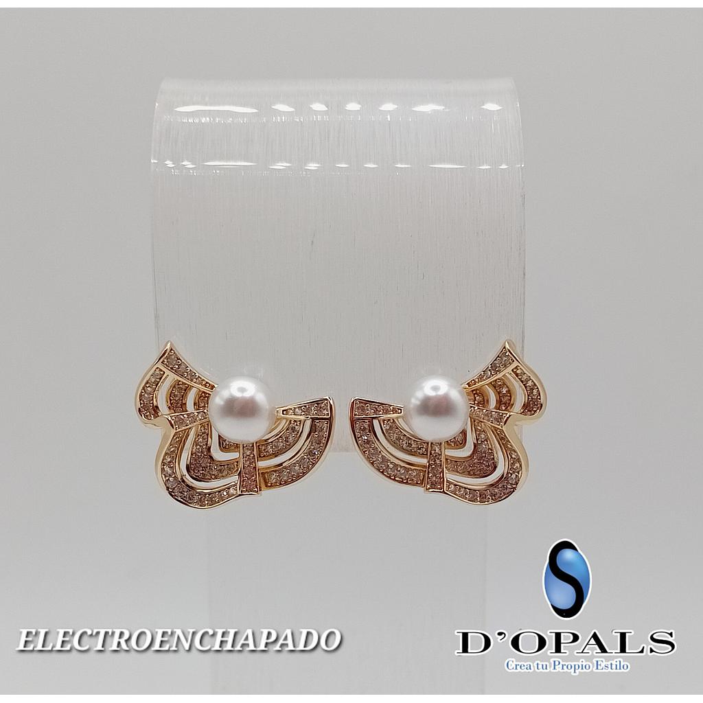 ARETE CON PERLA DE ELECTROENCHAPADO 18K DOBLE USO